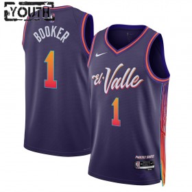 Barn Phoenix Suns Tröja Devin Booker Nike 2023-24 City Edition Lila Swingman